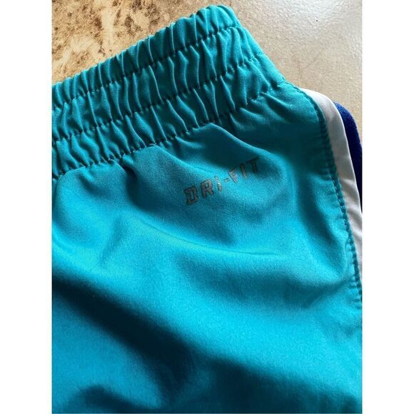 Nike Dri-Fit Gym Shorts Running Athletic Blue & Aqua Womens Medium VGUC $39 - Picture 5 of 6